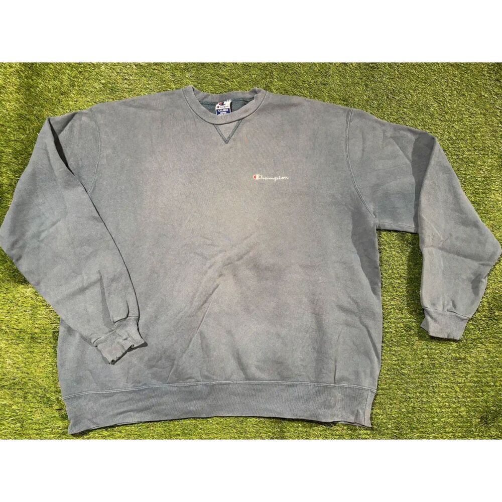 Vintage 90s Blue Champion Pullover Sweatshirt Distressed Faded Size XXL